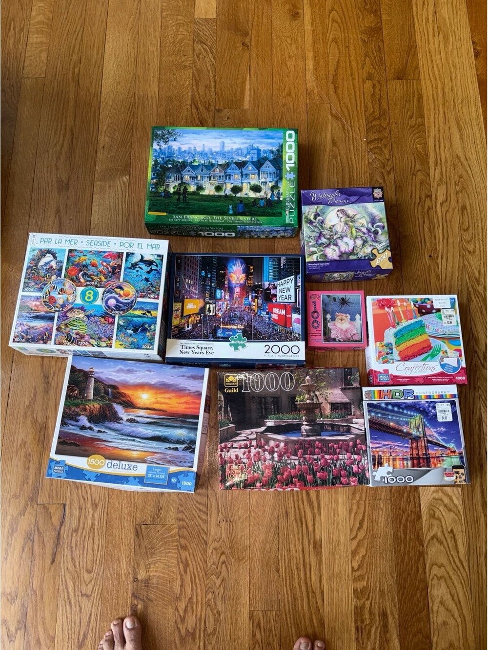 Lot of 16 Jigsaw Puzzles – 500 to 2000 Pieces (Includes New 8-in-1 Multi-Pack!)